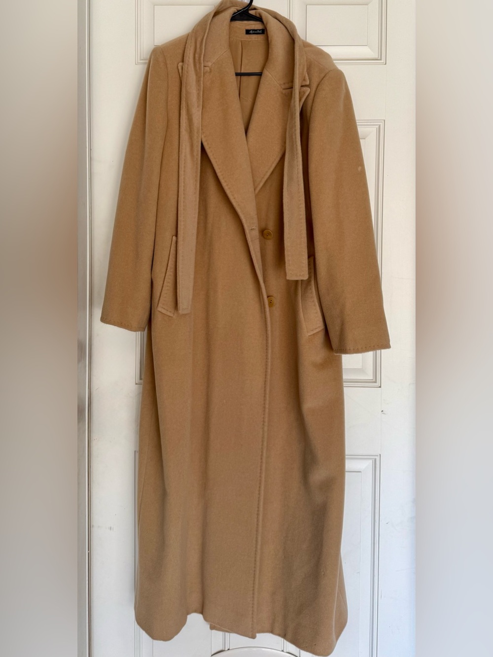 Cinzia Rocca Due 100% Wool Camel Maxi Longline Overcoat Italy Size 12
